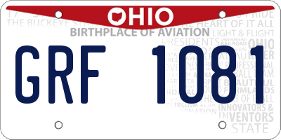 OH license plate GRF1081