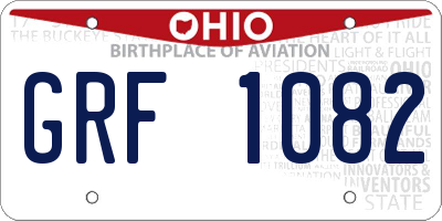 OH license plate GRF1082