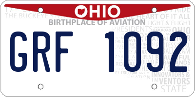 OH license plate GRF1092
