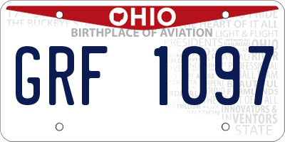 OH license plate GRF1097