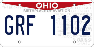 OH license plate GRF1102