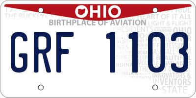 OH license plate GRF1103