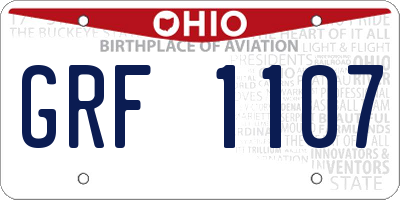OH license plate GRF1107