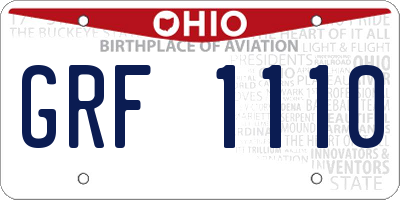 OH license plate GRF1110