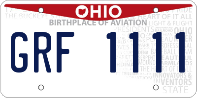 OH license plate GRF1111
