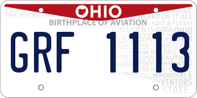 OH license plate GRF1113