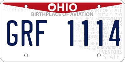 OH license plate GRF1114