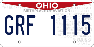 OH license plate GRF1115
