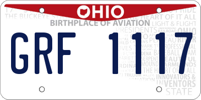 OH license plate GRF1117