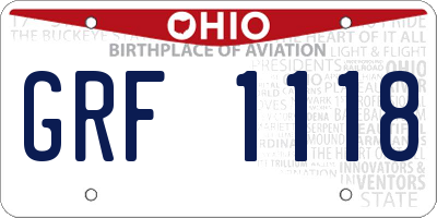 OH license plate GRF1118