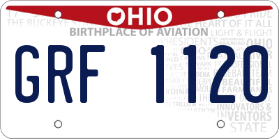 OH license plate GRF1120
