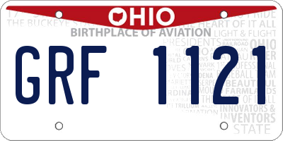 OH license plate GRF1121