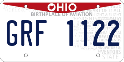 OH license plate GRF1122