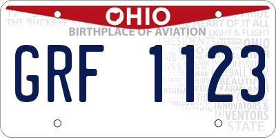 OH license plate GRF1123