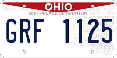 OH license plate GRF1125