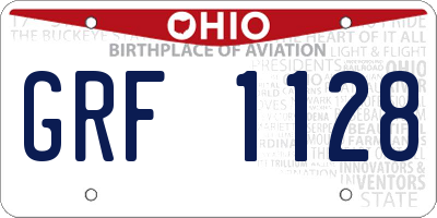 OH license plate GRF1128