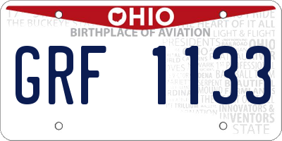 OH license plate GRF1133