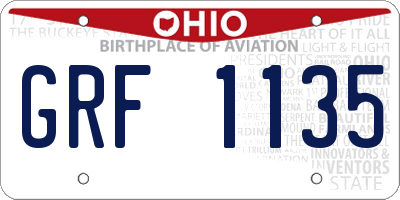 OH license plate GRF1135