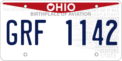 OH license plate GRF1142