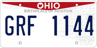 OH license plate GRF1144