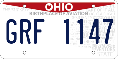 OH license plate GRF1147