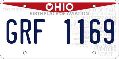 OH license plate GRF1169
