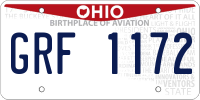 OH license plate GRF1172