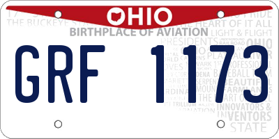 OH license plate GRF1173