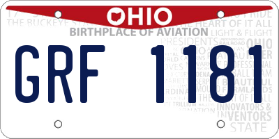 OH license plate GRF1181
