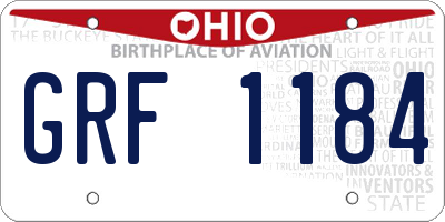 OH license plate GRF1184