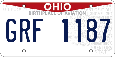 OH license plate GRF1187