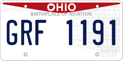 OH license plate GRF1191