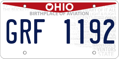 OH license plate GRF1192