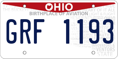 OH license plate GRF1193
