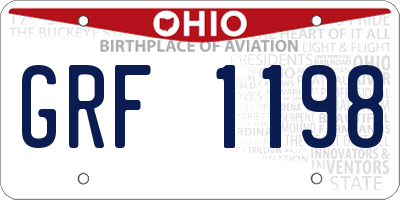 OH license plate GRF1198