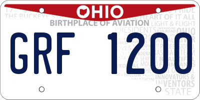 OH license plate GRF1200