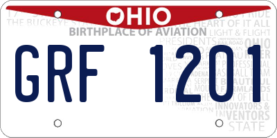 OH license plate GRF1201