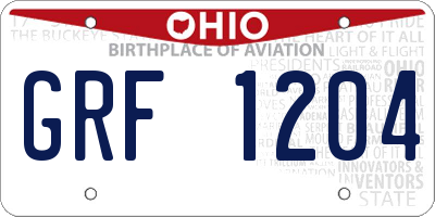 OH license plate GRF1204