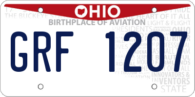 OH license plate GRF1207
