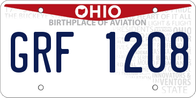 OH license plate GRF1208