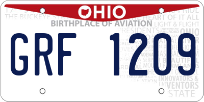 OH license plate GRF1209