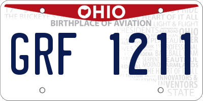 OH license plate GRF1211