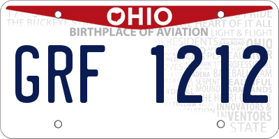 OH license plate GRF1212