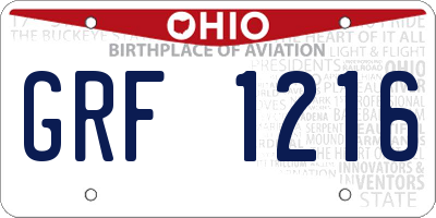 OH license plate GRF1216