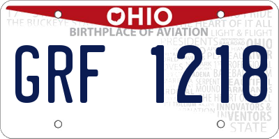 OH license plate GRF1218