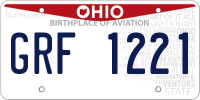 OH license plate GRF1221