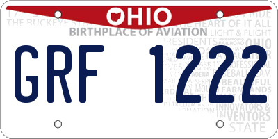 OH license plate GRF1222