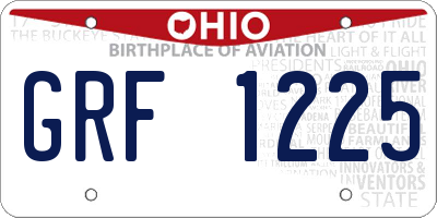 OH license plate GRF1225
