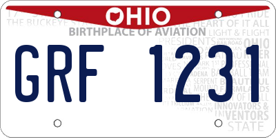 OH license plate GRF1231