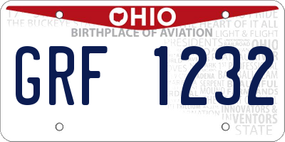 OH license plate GRF1232